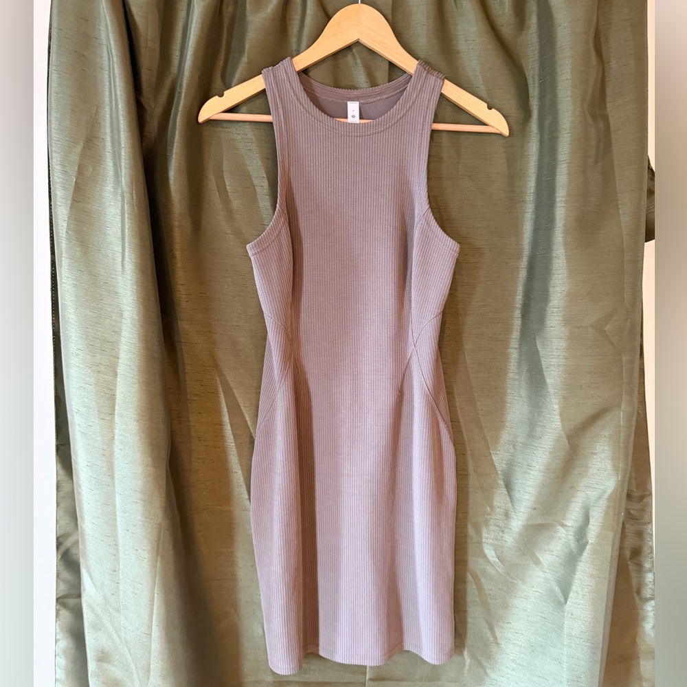 Lululemon Sleeveless Ribbed Softstrwme Midi Dress in Taupe